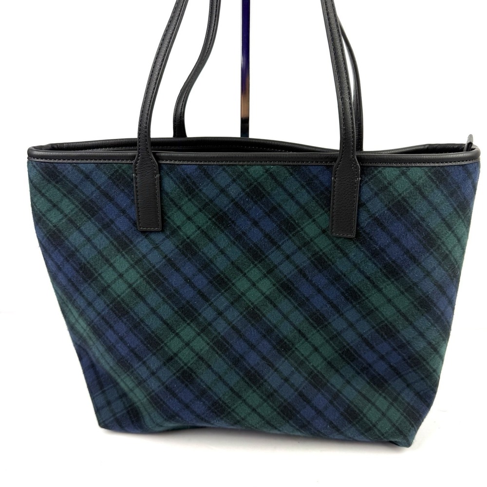 Talbots Tartan Plaid Tote Bag Blue Green Handbag Preppy Everyday Brand New - Picture 2 of 15